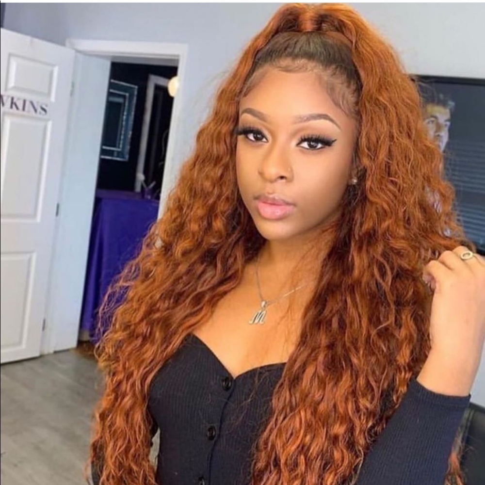 22” Brown Curly Front Lace Wig Unit